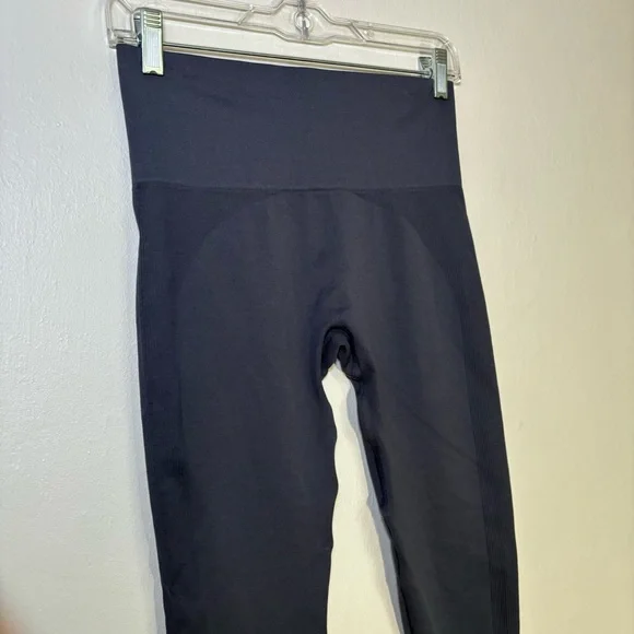 SET Active SculptFlex Leggings Size Medium Blue-Gray High Waist Side Ribbing - Picture 3 of 10